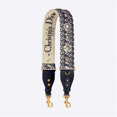 Shoulder Strap with Ring Blue Dior Oblique Embroidery